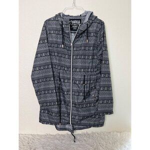 Parka in a Pocket Medium Jacket Tribal Print Full Zip Hooded Geometric Print